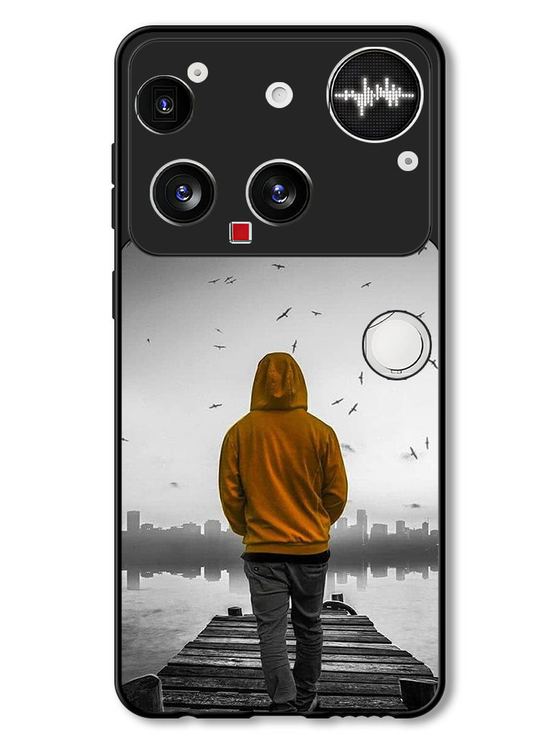 Theodor Case Compatible with Nothing Phone (3) 6.67 Inch Protection Shockproof Bumper Cover Sad Boy Walking - Image 1