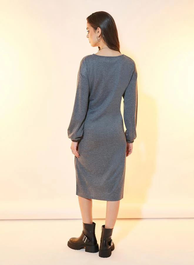 Take Two Belted Knit Midi Dress
