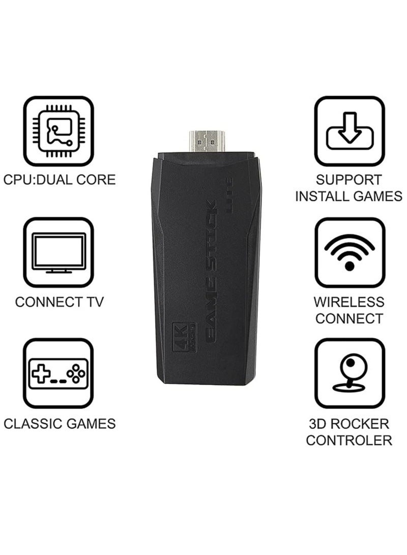 Integrated retro 4K game console with dual 2.4G wireless controllers, plug-and-play video game stick, built-in 3,500 games, 9 classic emulators, high-definition HDMI output for TV (64G, 10000+ games) - Image 5