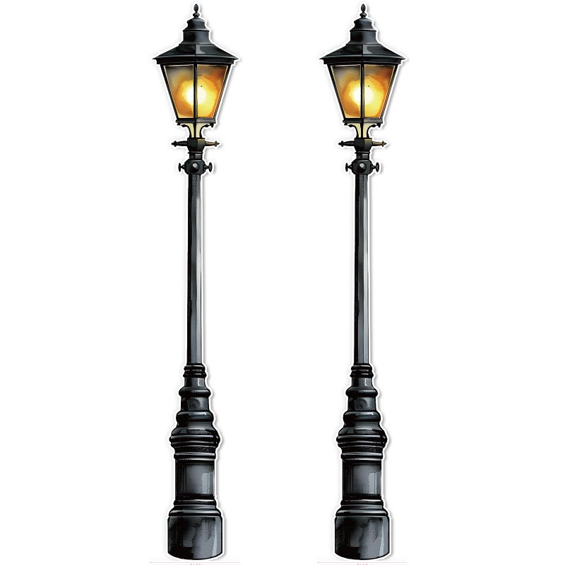 Honoson 2 Pcs 6 Tall Mardi Gras Lamp Post Cardboard Cutouts Winter Vintage Life Size Lamppost Photo Props New Orleans Carnival Street Light Wall Decorations for Masquerade Party Backdrop Home Decor - Image 2