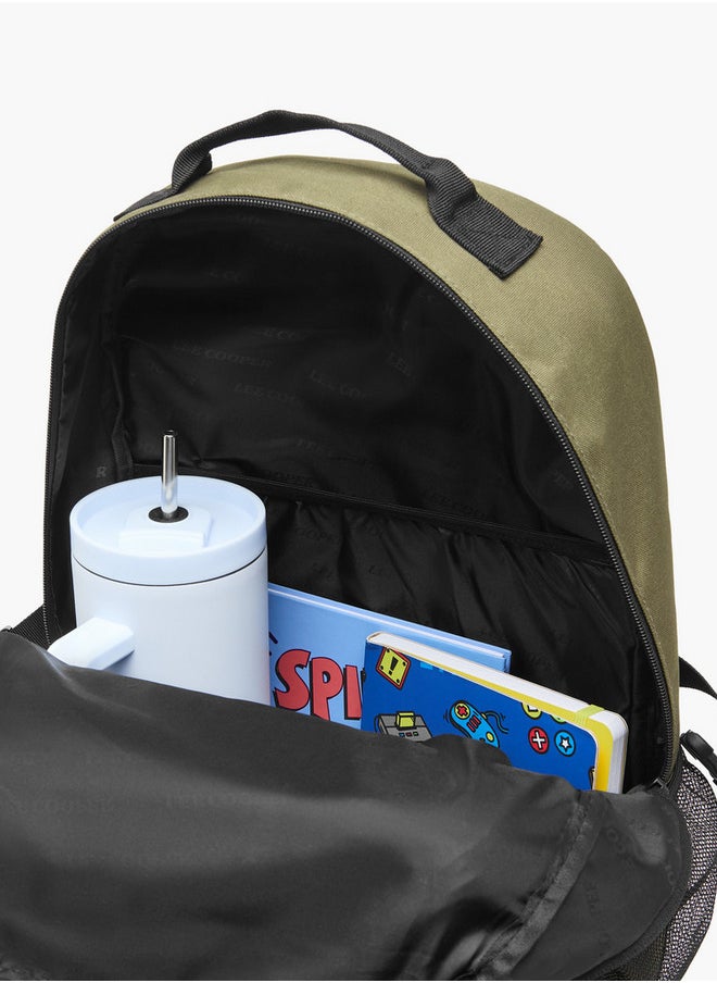 Men's Logo Applique Backpack with Adjustable Straps and Zip Closure - 14x31x46 cm