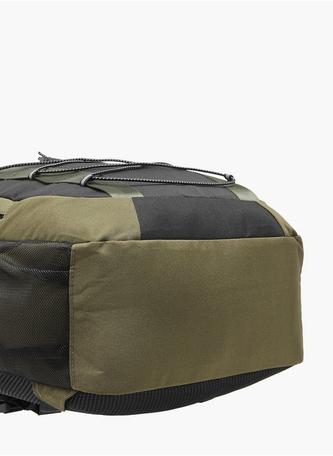 Men's Logo Applique Backpack with Adjustable Straps and Zip Closure - 14x31x46 cm