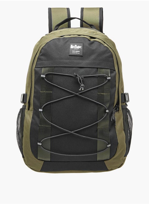 Men's Logo Applique Backpack with Adjustable Straps and Zip Closure - 14x31x46 cm