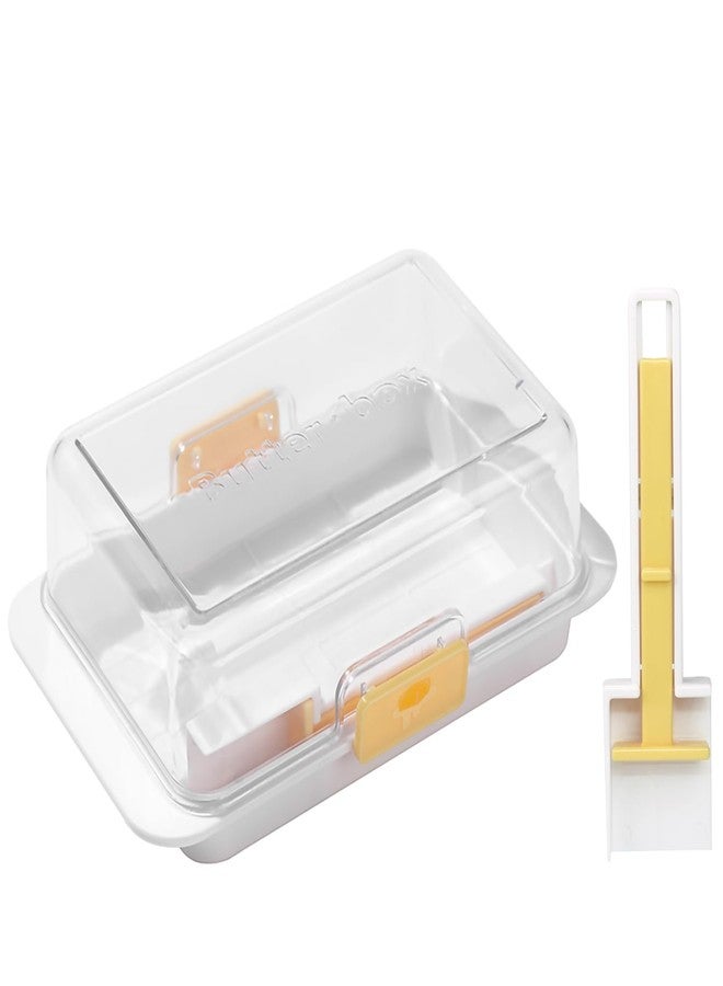 Auerllcy Butter Storage Container with Slicer – Airtight Butter Keeper with Portion Control Handle, Food-Grade Butter Box with Cutter for Fridge Storage & Easy Serving (White) - Image 1