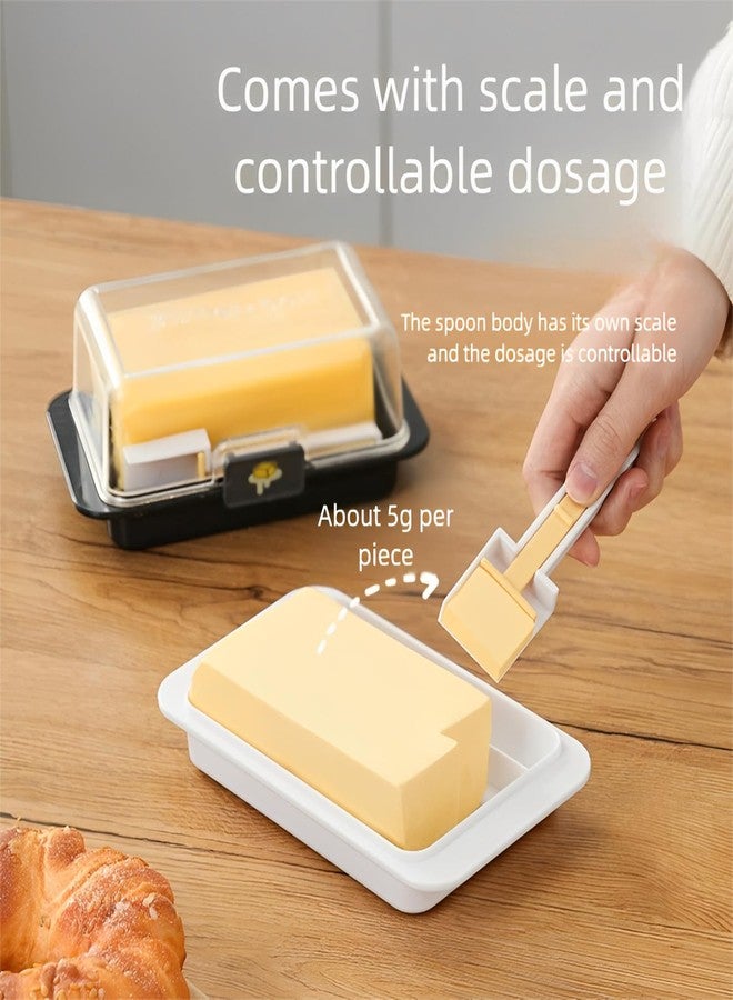 Auerllcy Butter Storage Container with Slicer – Airtight Butter Keeper with Portion Control Handle, Food-Grade Butter Box with Cutter for Fridge Storage & Easy Serving (White) - Image 2