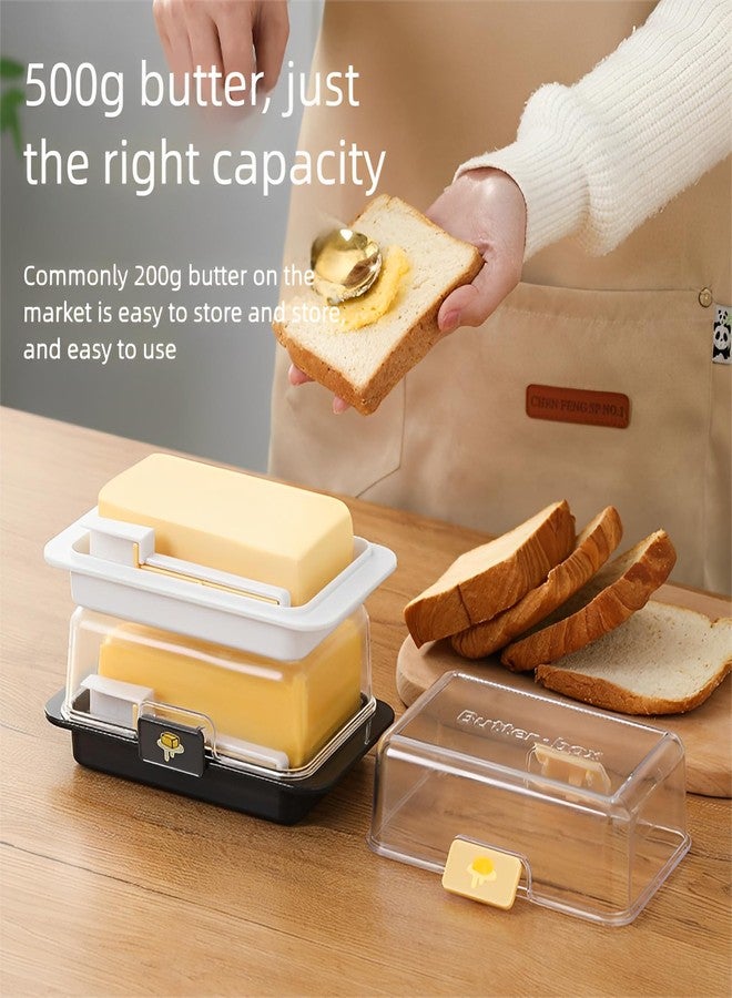 Auerllcy Butter Storage Container with Slicer – Airtight Butter Keeper with Portion Control Handle, Food-Grade Butter Box with Cutter for Fridge Storage & Easy Serving (White) - Image 3