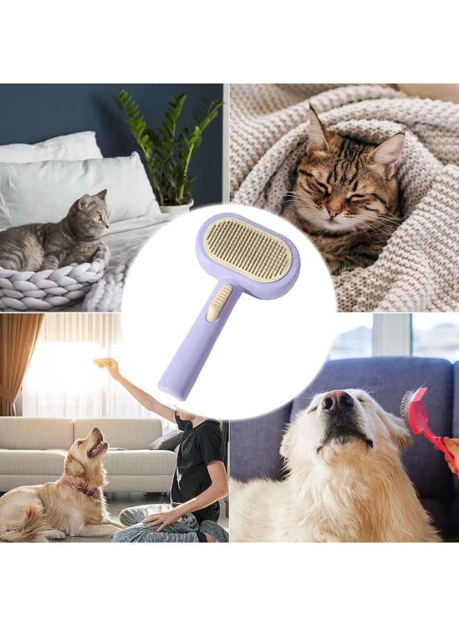 Meetion Cat Grooming Brush,Quick Cleaning Brush | Ergonomic Dog Shredding Brush, Multifunctional Pet Brush Supplies For Shedding Dog Hair - Image 4