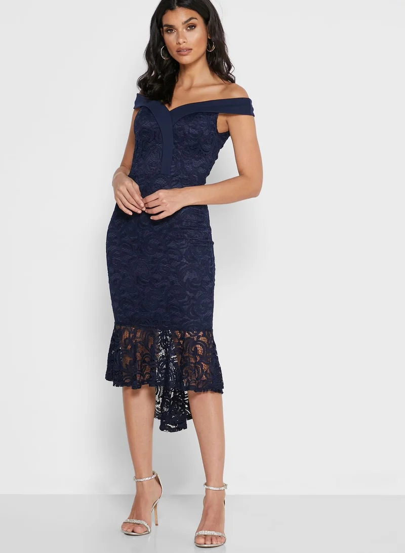 QUIZ Lace Bardot Dress