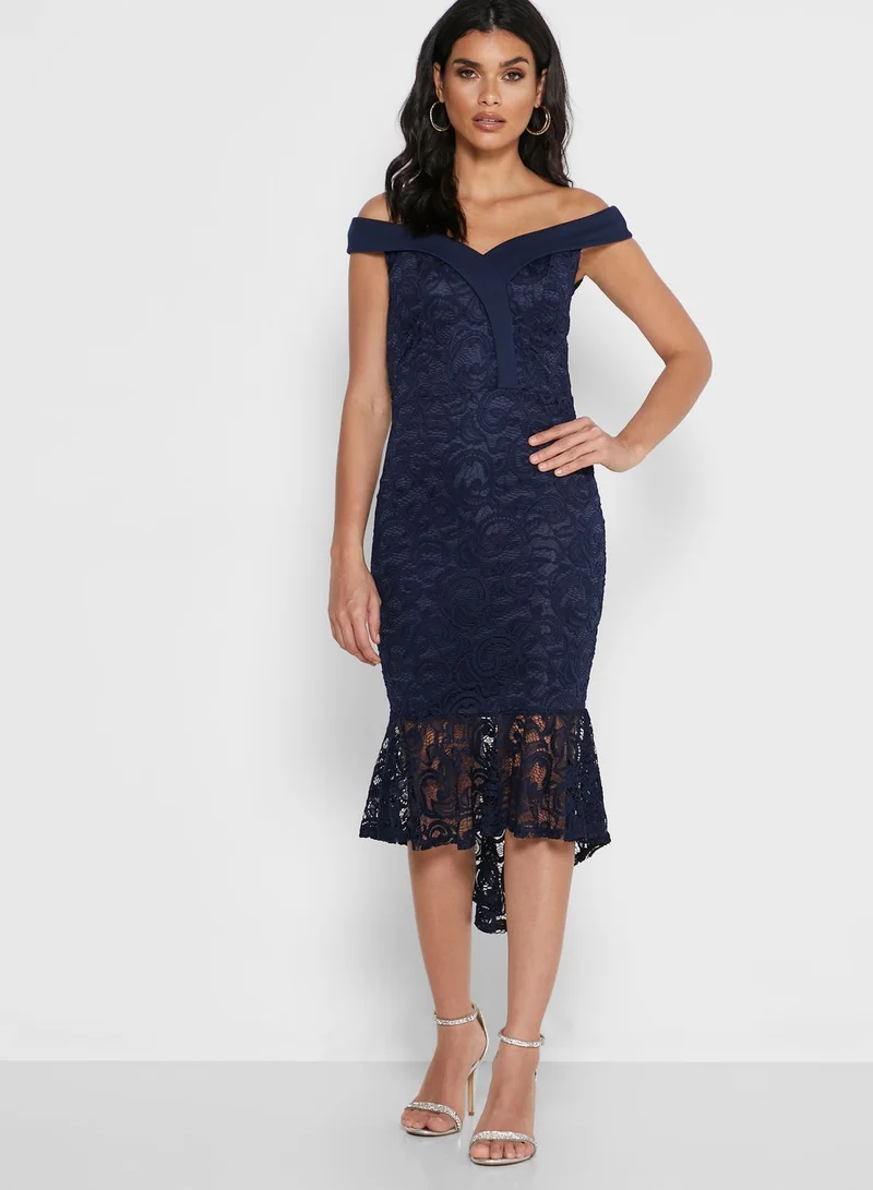 QUIZ Lace Bardot Dress