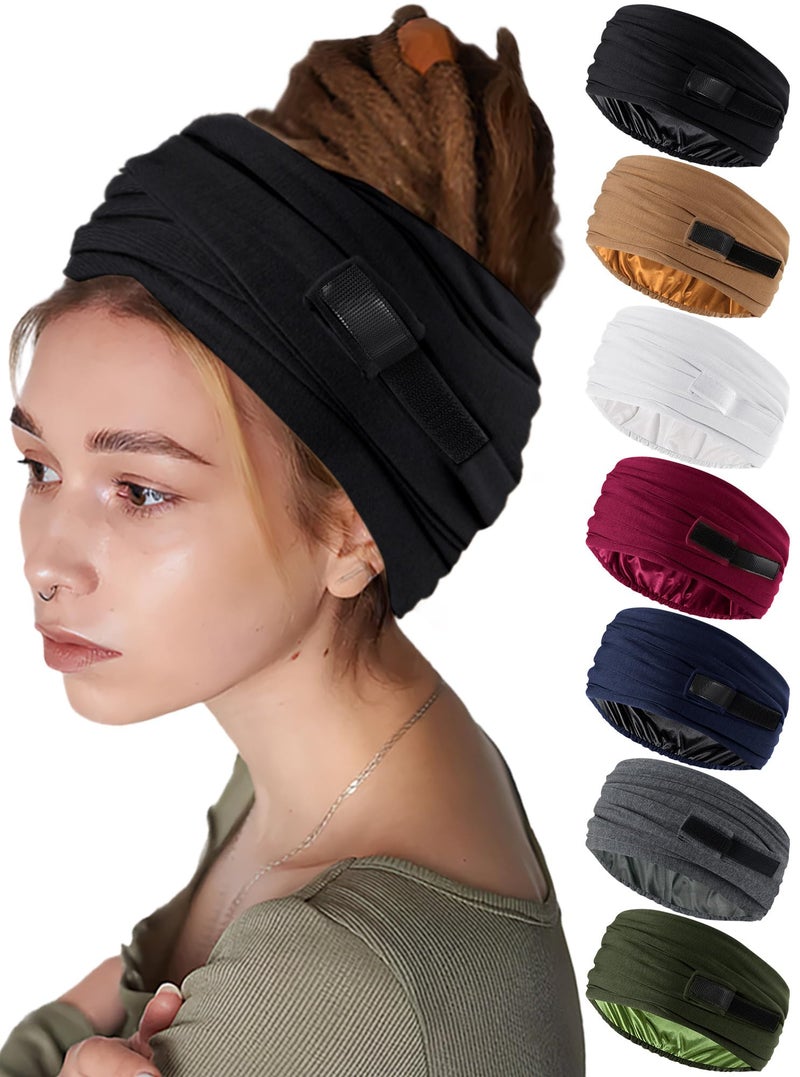 Ababalaya Stylish Satin Lined Open Turban Headband Unisex Sweatband Sports Headband for Running,Cycling,Basketball,Yoga,Fitness Workout Stretchy Unisex Hairband, Black, 1 PCS - Image 1
