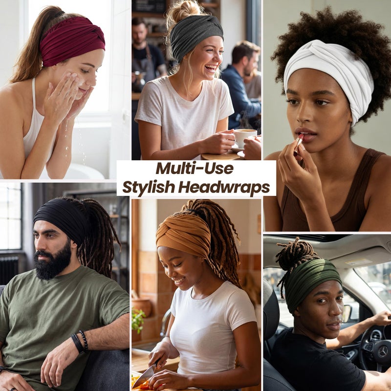 Ababalaya Stylish Satin Lined Open Turban Headband Unisex Sweatband Sports Headband for Running,Cycling,Basketball,Yoga,Fitness Workout Stretchy Unisex Hairband, Black, 1 PCS - Image 5