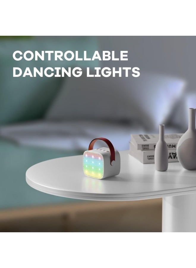 بريمو بلس آلة الكاريوكي المصغرة ، مكبر صوت بلوتوث المحمولة مع ميكروفون لاسلكي ، ألعاب مضحكة للفتيات الفتيات الأعمار من 4 إلى 12 سنة ، أضواء ملونة ، للأطفال عيد ميلاد , منزل , محمول مع ميكروفون لاسلكي أبيض - Image 5