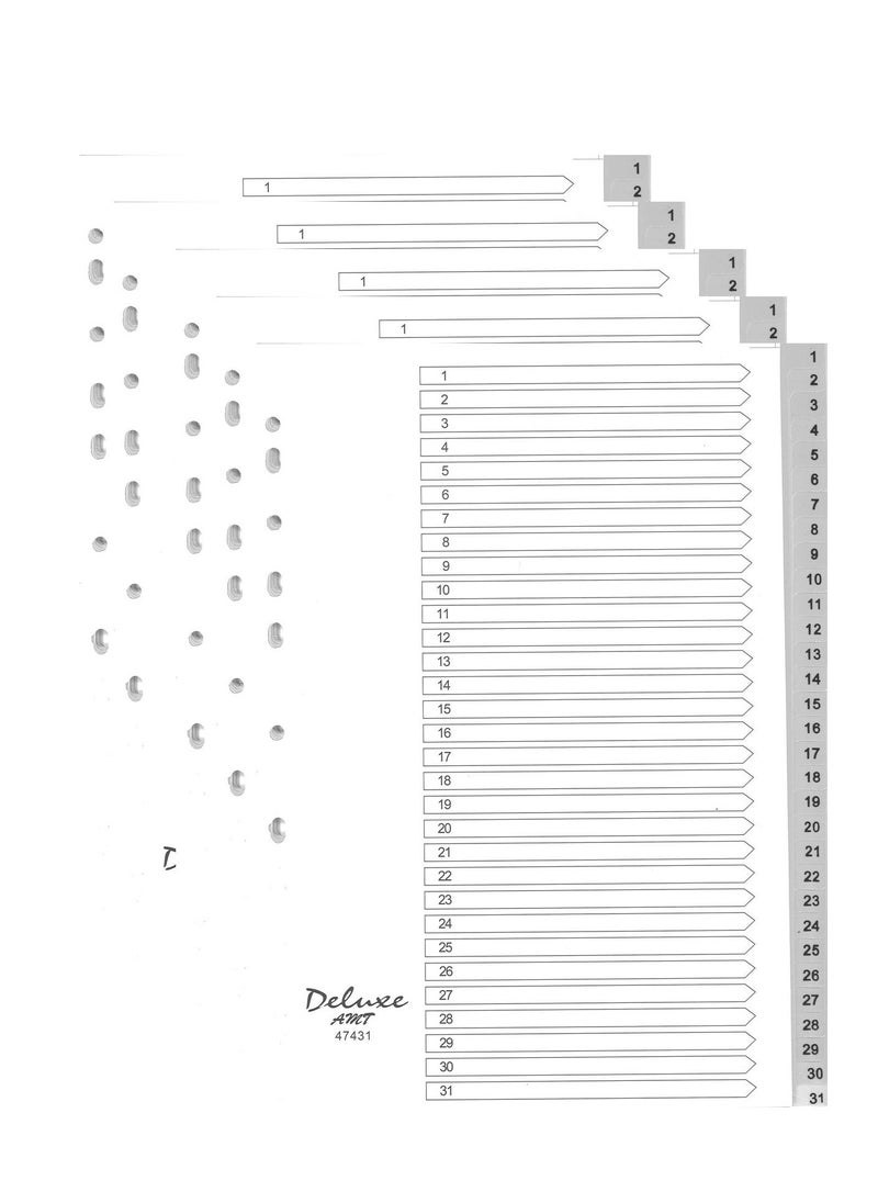 Deluxe Amt 5-Piece 31 Tab Plastic Divider Grey  - Image 1