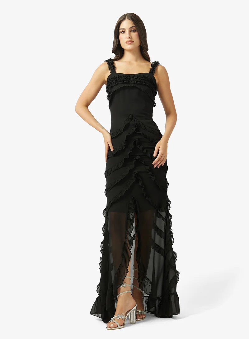 ايلا فستان مكشكش بكتف مكشوف