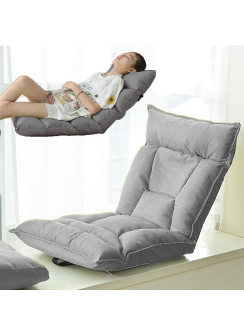 Floor Chair Folding Lazy Sofa Folding Lazy Floor Sofa with Back Support,Cushion Couch Lounge Tatami Lounger Floor Seat Couch Recliner,Padded Sleeper Bed,Couch Recliner,Home Office Reading (grey)