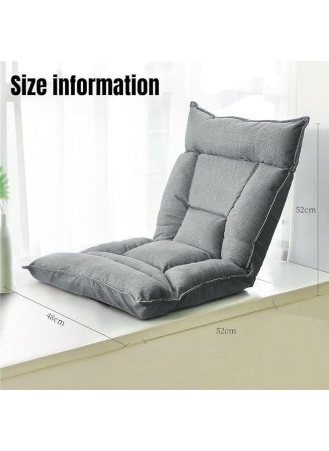 Floor Chair Folding Lazy Sofa Folding Lazy Floor Sofa with Back Support,Cushion Couch Lounge Tatami Lounger Floor Seat Couch Recliner,Padded Sleeper Bed,Couch Recliner,Home Office Reading (grey)