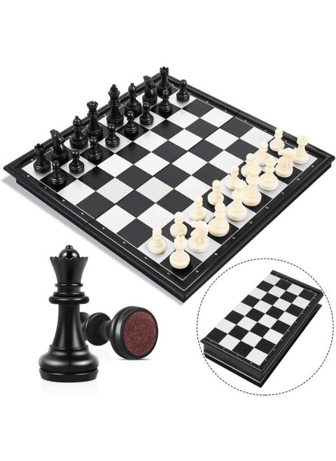Peradix Chess Game Magnetic Foldable Chess Board Chess for Children from 6 Years (Black and White 25 x 25 cm)