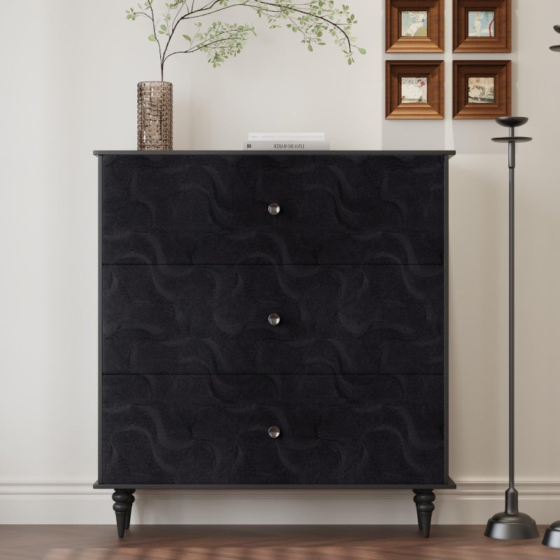 CRE8TIVE Black Wallpaper Peel and Stick Modern Black Contact Paper for Cabinets and Drawers 12"x80" 3D Geometric Textured Wallpaper Removable Self Adhesive Vinyl Wall Paper for Bedroom Bathroom Walls - Image 5