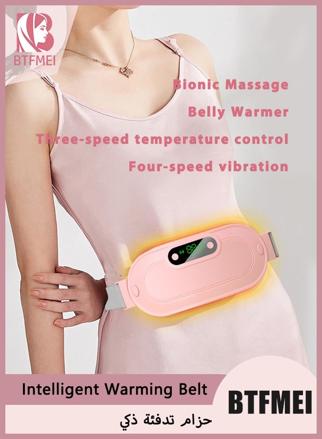 BTFMEI Portable Cordless Heating Pad for Menstrual Cramps Relief ，Warmer Belt, Warmer Belt, Heated Massage Warmer Belt, Vibrating Heat Kneader with 3 Heat Levels and 4 Vibration Massage Modes Portable Electric Fast Heating Belly Wrap Belt  - Image 1