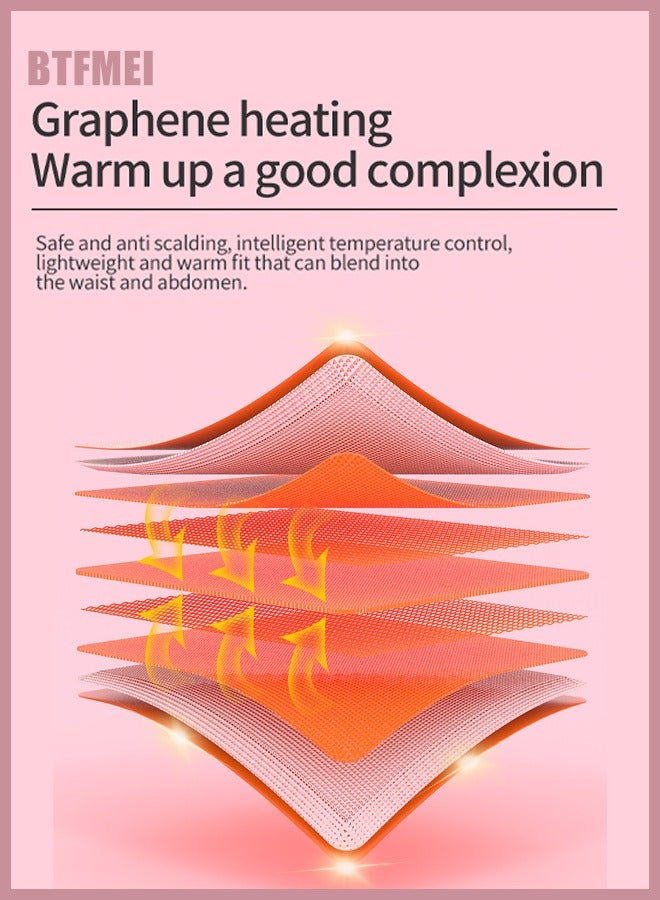 BTFMEI Portable Cordless Heating Pad for Menstrual Cramps Relief ，Warmer Belt, Warmer Belt, Heated Massage Warmer Belt, Vibrating Heat Kneader with 3 Heat Levels and 4 Vibration Massage Modes Portable Electric Fast Heating Belly Wrap Belt  - Image 4