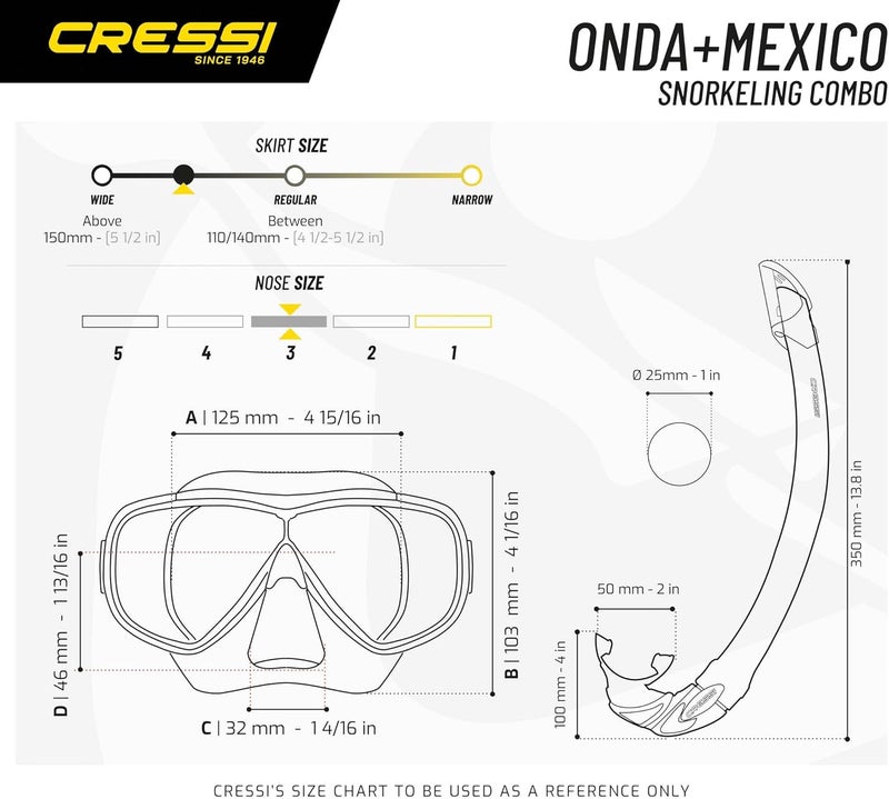 Cressi Adult Wide View Comfortable Snorkeling Mask & Snorkel - Onda & Mexico: made in Italy - Image 5