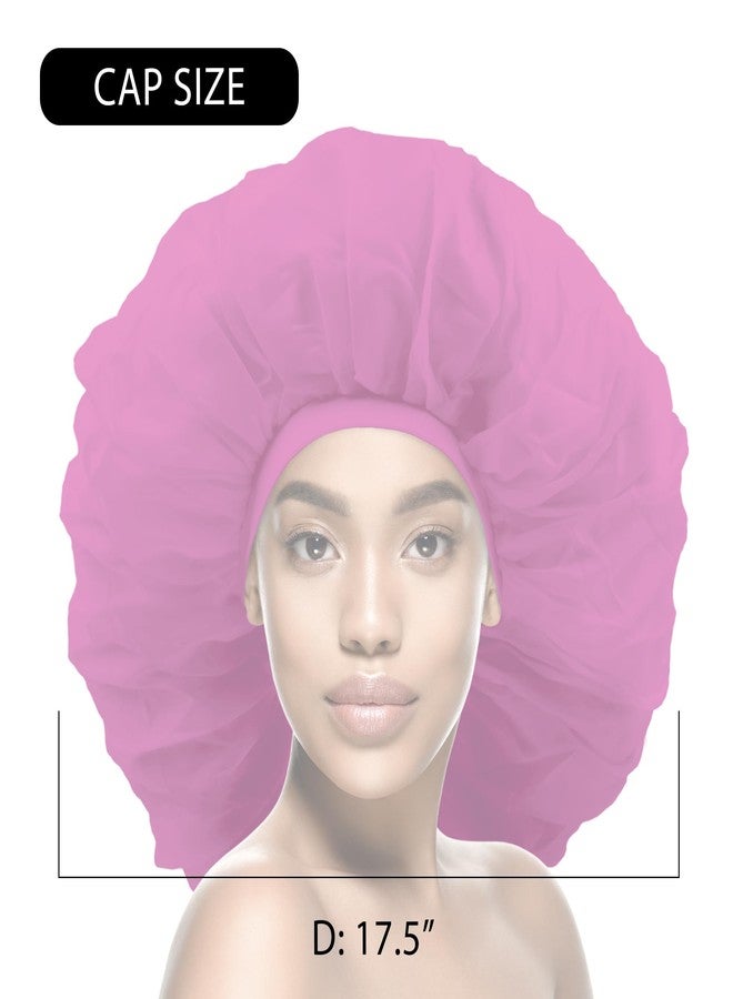 Donna Super Jumbo Day & Night Cap Silk Bonnet for Women, Satin Bonnet for Sleeping Hair Cap Shower Cap for Women Pink - Image 2