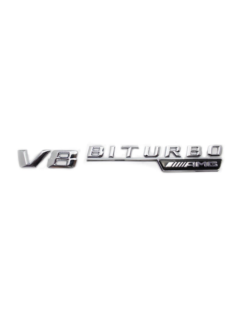 Emblem V8 Biturbo Amg Metal Sticker - Silver
