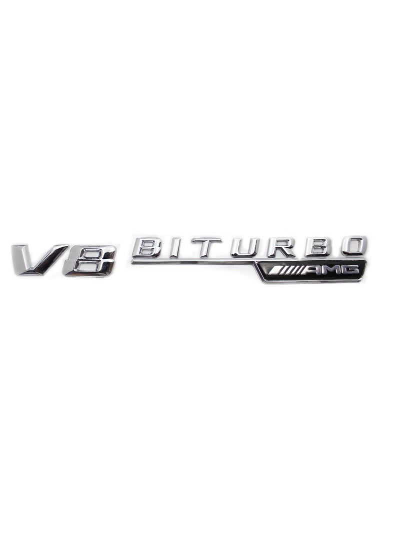 Emblem V8 Biturbo Amg Metal Sticker - Silver