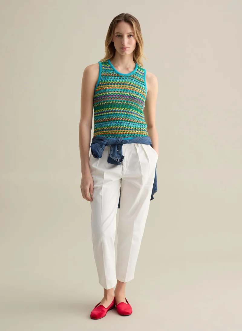 او في اس Crochet Tank Top In Multicoloured Knit