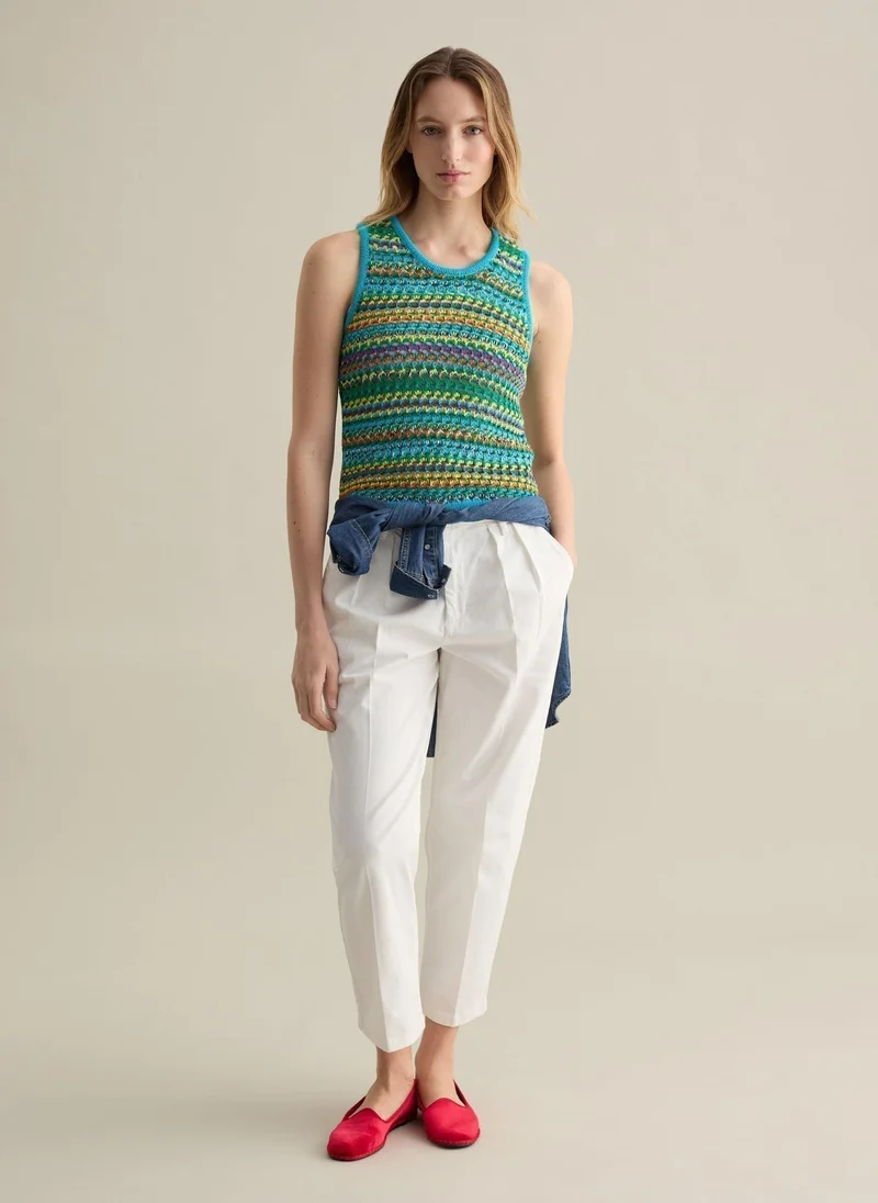 Ovs Crochet Tank Top In Multicoloured Knit