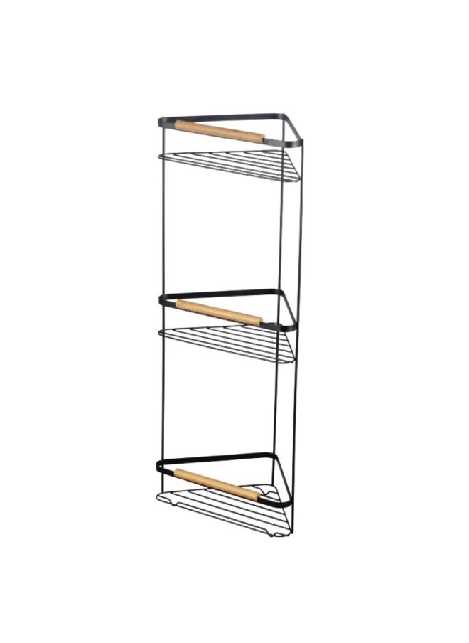 DANUBE HOME Magnus 3 Tier Corner Bathroom Rack Corner Display Rack Corner Shelf Stand 3 Tier Corner Display Rack Corner Rack Multi-Function for Kitchen Bathroom 33.8X19.5X67Cm Black  - Image 2