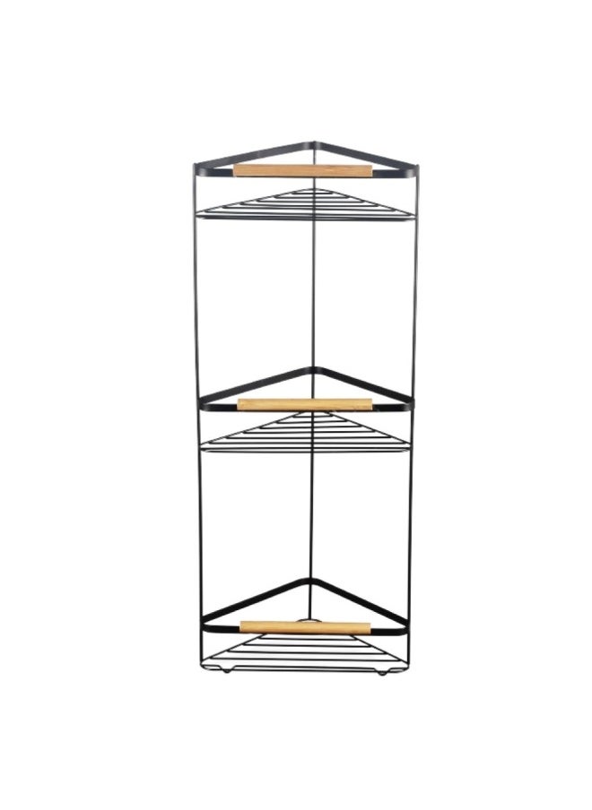 DANUBE HOME Magnus 3 Tier Corner Bathroom Rack Corner Display Rack Corner Shelf Stand 3 Tier Corner Display Rack Corner Rack Multi-Function for Kitchen Bathroom 33.8X19.5X67Cm Black  - Image 1