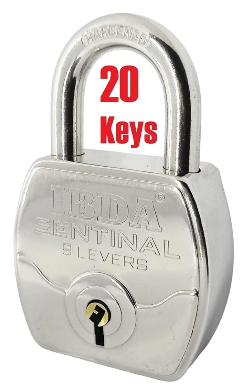IBDA Lock with 20 Keys | Lock with Multiple Keys | Lock and Keys | Push/auto Lock | High Security Steel Body Lock | Lock for Home, Shutter, gate, Door, Channel, Shop, School, Flat, Warehouse, etc. - Image 1