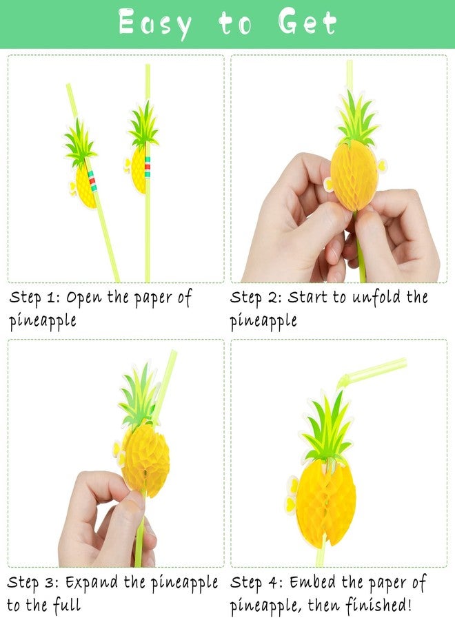Hysagtek 50 Pcs Pineapple Straws Pineapple Drinking Straws Tropical Straws Cocktail Straws Hawaiian Straws for Luau Party, Pool Party, Birthday Party, Hawaiian Party Tableware Decorations Supplies - Image 3