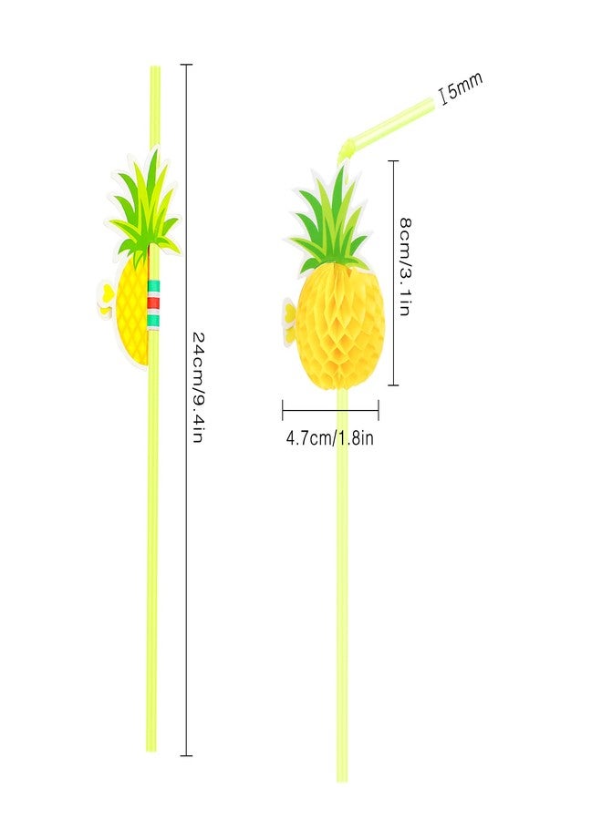 Hysagtek 50 Pcs Pineapple Straws Pineapple Drinking Straws Tropical Straws Cocktail Straws Hawaiian Straws for Luau Party, Pool Party, Birthday Party, Hawaiian Party Tableware Decorations Supplies - Image 2