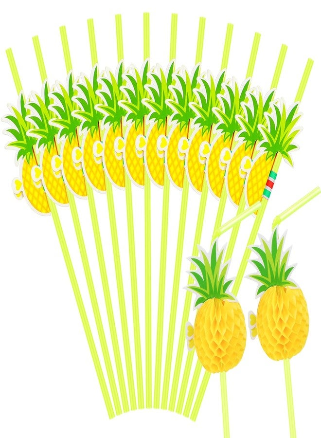 Hysagtek 50 Pcs Pineapple Straws Pineapple Drinking Straws Tropical Straws Cocktail Straws Hawaiian Straws for Luau Party, Pool Party, Birthday Party, Hawaiian Party Tableware Decorations Supplies - Image 1