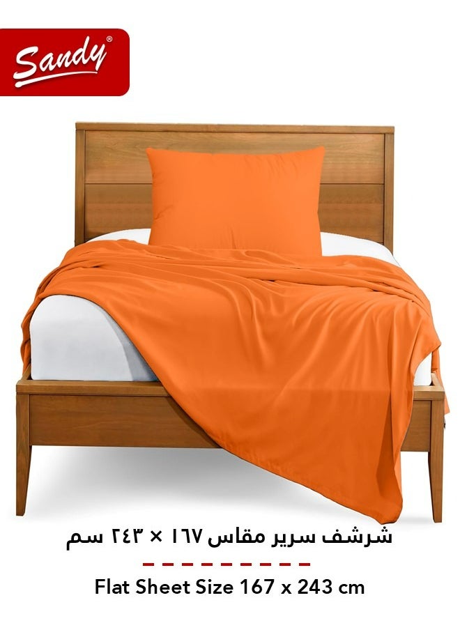 Sandy Sandy Premium Hotel Quality Flat Sheet and Pillow Case, Bed Sheet 2 Pieces Set, Soft & Breathable and Cooling, Extra Twin Size 243 x 167 cm, Orange  - Image 3