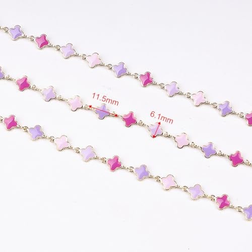 YOUBEIYEE 9.8 Feet Four Leaf Clover Chain for Jewelry Making Purple Enamel Leaf Chains Bulk on Spool Jewelry Supplies Findings - Image 3