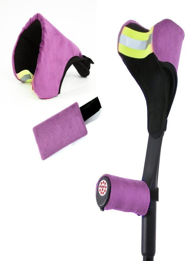 OUWERALL Forearm Crutch Pads and Hand Grip Covers, For Arm Crutches, Forearm Crutches Accessories, Hand Grip & Elbow Protection Sleeve Pads for Crutches, Shock-Absorbing Forearm Support, Anti-Slip Comfort Fit for Small to Medium Hands, Dark Purple - Image 1