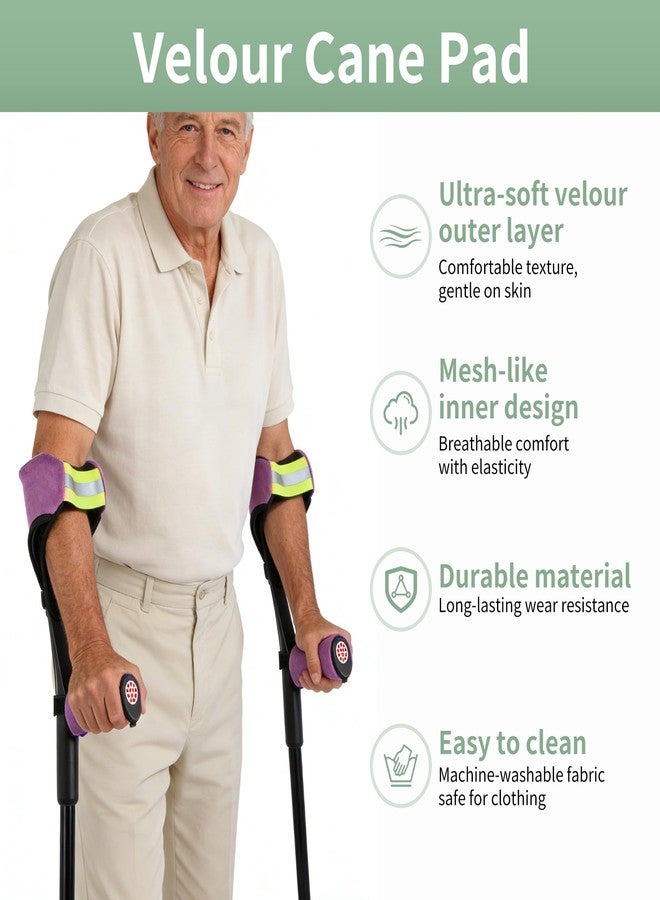 OUWERALL Forearm Crutch Pads and Hand Grip Covers, For Arm Crutches, Forearm Crutches Accessories, Hand Grip & Elbow Protection Sleeve Pads for Crutches, Shock-Absorbing Forearm Support, Anti-Slip Comfort Fit for Small to Medium Hands, Dark Purple - Image 2