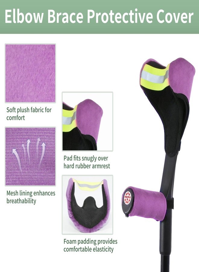 OUWERALL Forearm Crutch Pads and Hand Grip Covers, For Arm Crutches, Forearm Crutches Accessories, Hand Grip & Elbow Protection Sleeve Pads for Crutches, Shock-Absorbing Forearm Support, Anti-Slip Comfort Fit for Small to Medium Hands, Dark Purple - Image 3