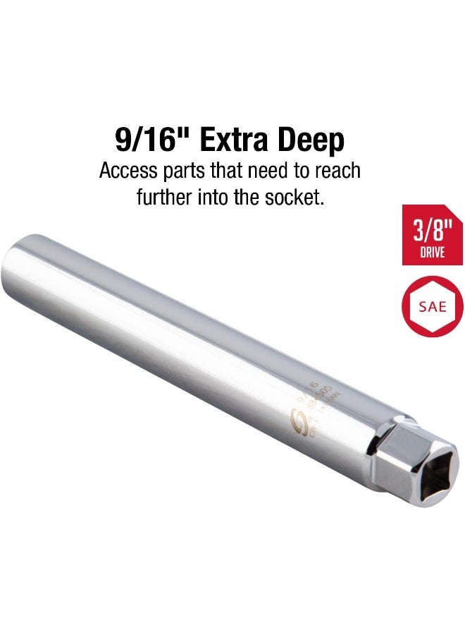 SUNEX TOOLS 884505 3/8-Inch Drive 9/16-Inch Extra Deep Spark Plug Socket, CR-MO - Image 2
