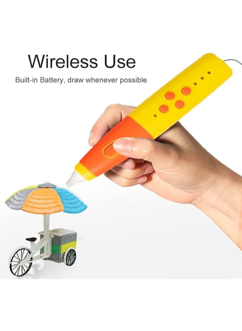 Y&D 3D Pen, 3d Printing Pen Rechargeable Use, Drawing Stencils Doodler with 3 Colors Pla Filament Refills, Speeds and 2 Temperatures Are Adjustable, Art Crafts Gift for Kids, Adults  - Image 1