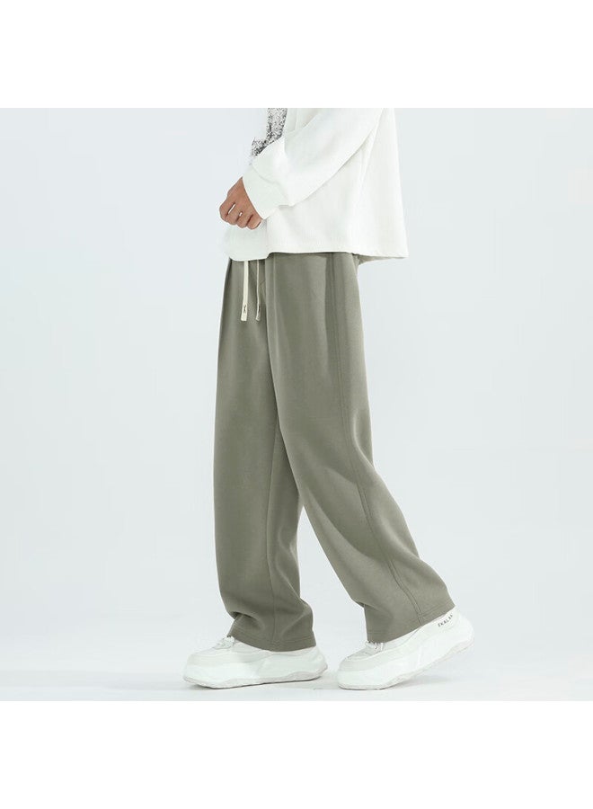 Izexx Men's American Casual Straight-leg Pants Spring Loose Draped Relaxed Wide-leg Sweatpants Zis09 Green L - Image 3