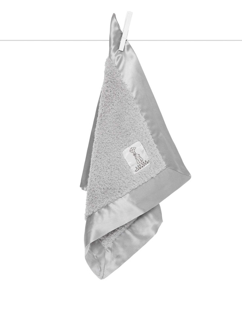 ليتل جيراف Baby Blanket - Blanky - Soft Blanket with Satin Trim - Baby Stroller Blanket - Newborn Baby Essentials  Baby Gifts - 17 x 17 - Silver - Image 1