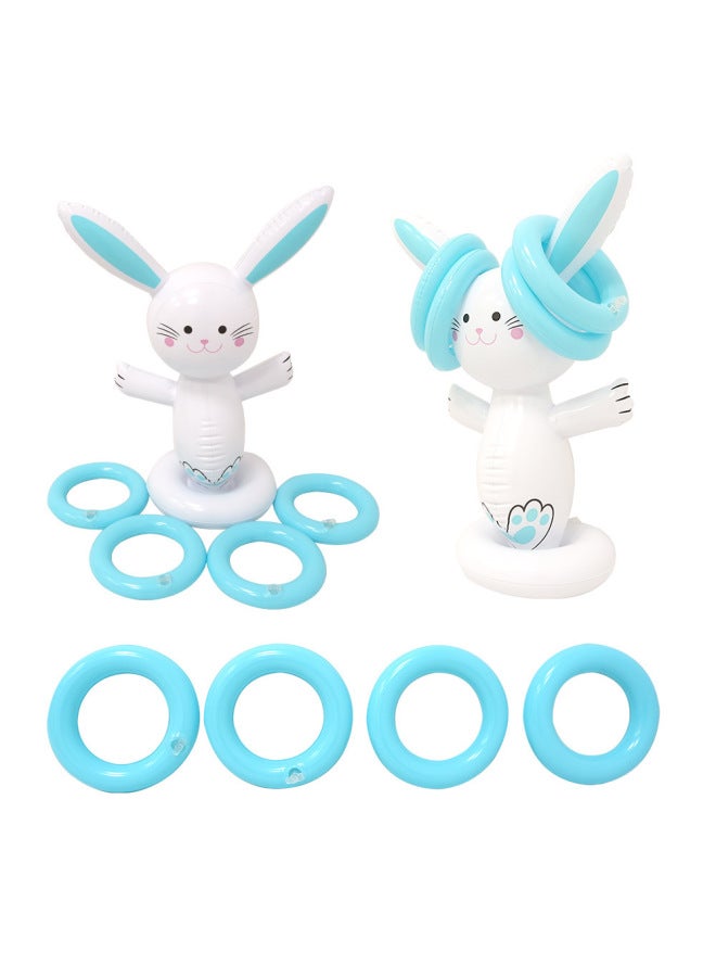 Inflatable Ring Toy Easter Bunny Ring Cute Interactive Kids Game Thanksgiving Bunny Ring Throw-Color: Rabbit Ears Pink (including 4 Circles)  - Image 2