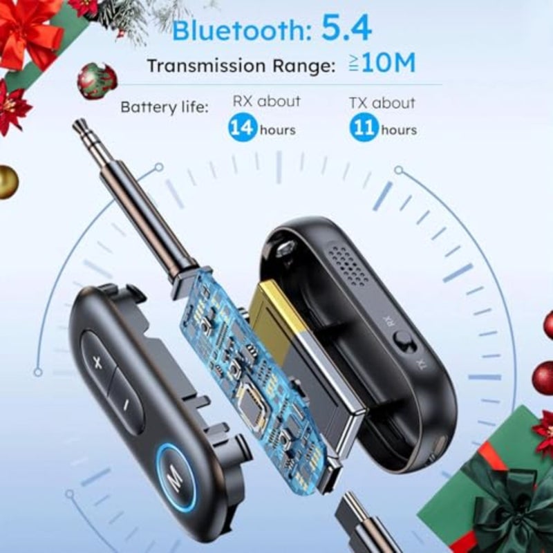 Bluetooth 5.4 Transmitter Receiver for Airplane, Wireless Audio Adapter 3.5mm Bluetooth Adapter Supports AirPods or Headphone, Wireless Audio Transmitter for Planes, Airline, Travel, Home - Image 3