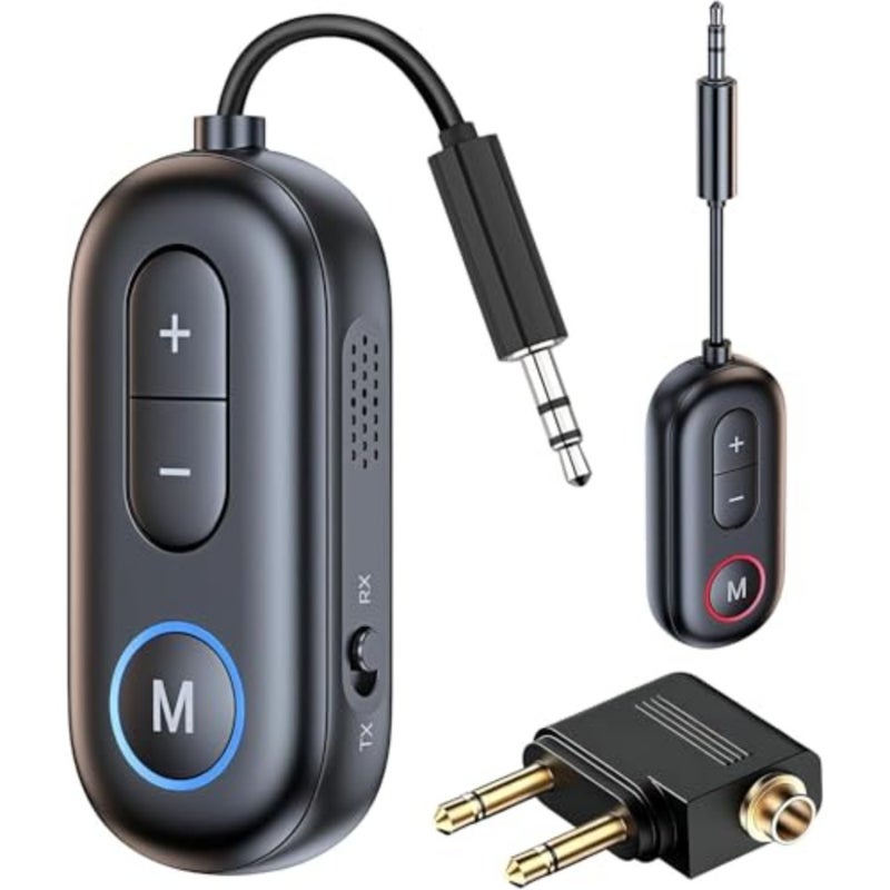 Bluetooth 5.4 Transmitter Receiver for Airplane, Wireless Audio Adapter 3.5mm Bluetooth Adapter Supports AirPods or Headphone, Wireless Audio Transmitter for Planes, Airline, Travel, Home - Image 1