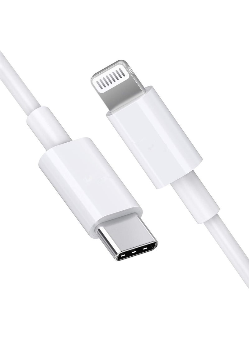 كابل شحن سريع USB-C إلى Lightning بطول متر واحد، معتمد من Apple (MFi)، يدعم الشحن السريع بتقنية PD ومزامنة البيانات، متوافق مع سلسلة iPhone 14 (بما في ذلك Pro Max) و13 و12 و11 وأجهزة iPad وAirPods؛ كابل متين باللون الأبيض ومقاوم للتشابك. - Image 2