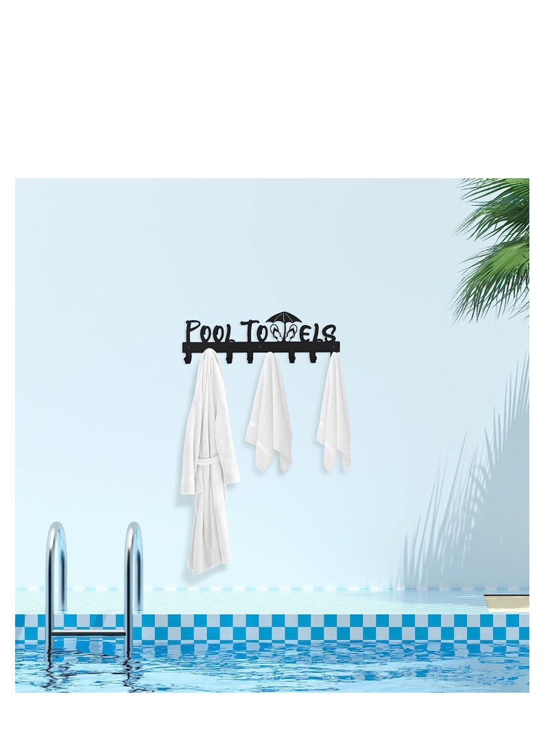 KASTWAVE Pool Towel Rack, Pool Towel Holder with 8 Hooks for Outdoor or Bathroom, Carbon Steel Towel Hanger for Hanging Bathrobes, Towels, Clothes, Perfect Pool Area Outside Sign and Decor, Black - Image 4